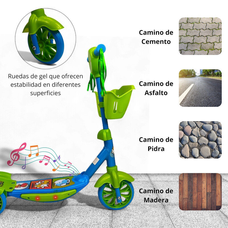Scooter Infantil 3 Ruedas C/Canasta Luces y Son... image number null