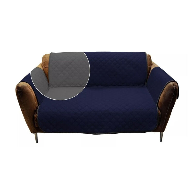 Cubre Sof&aacute; Doble Vista Jenin Home Marino/Gris image number null