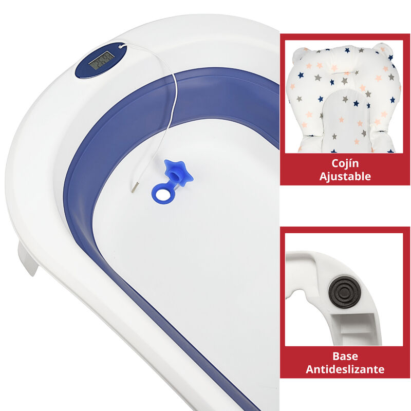Bañera para Bebé Plegable con Cojín Tapón de Dr... image number null