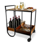Carrito de Servicio para Bar Estilo Industrial con Estructura de Acero y Ruedas, CASA LITUS, Cafe, 83932