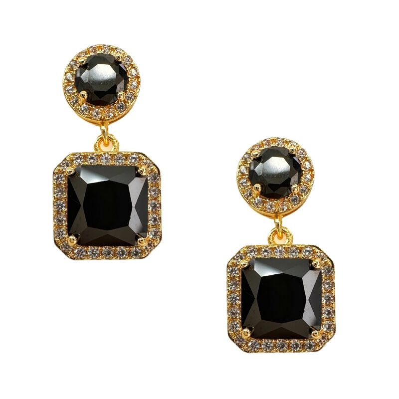 Aretes Princesa negros Chapa de oro 18k Zvezda image number null