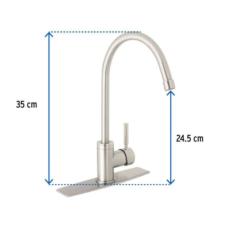 Monomando para Fregadero Cuello Alto Satín Fose... image number null