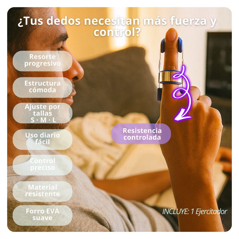 Ejercitador de Dedos con Resorte Progresivo par... image number null