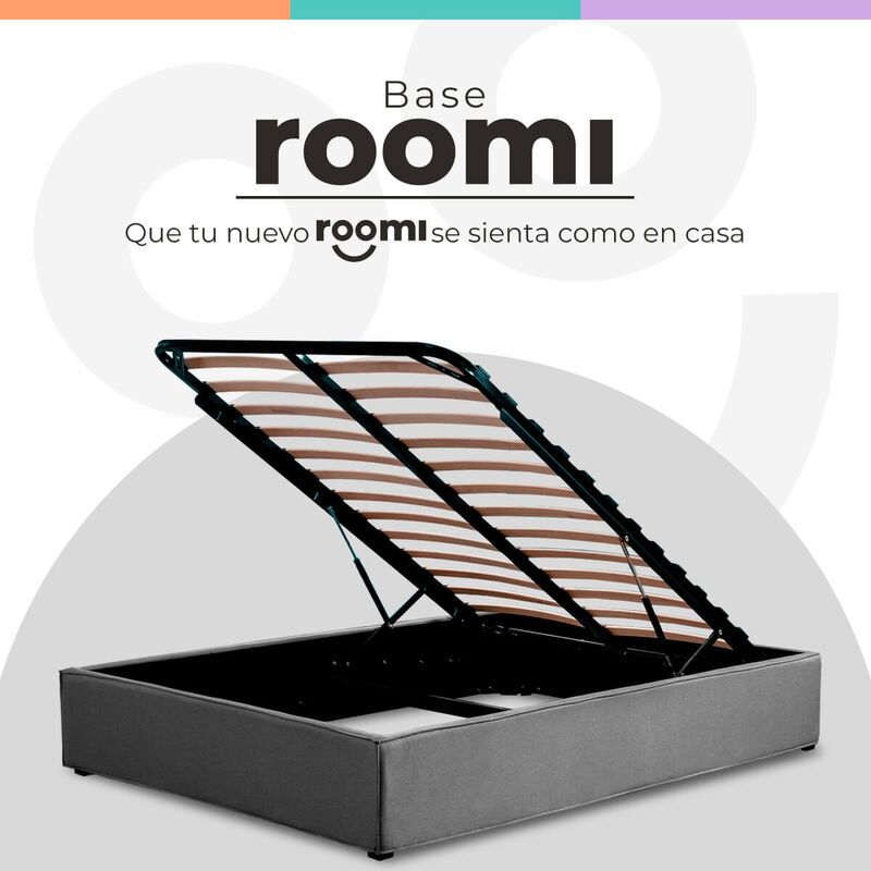 Base Roomi Para Colch&oacute;n Matrimonial Gris Con Si... image number null