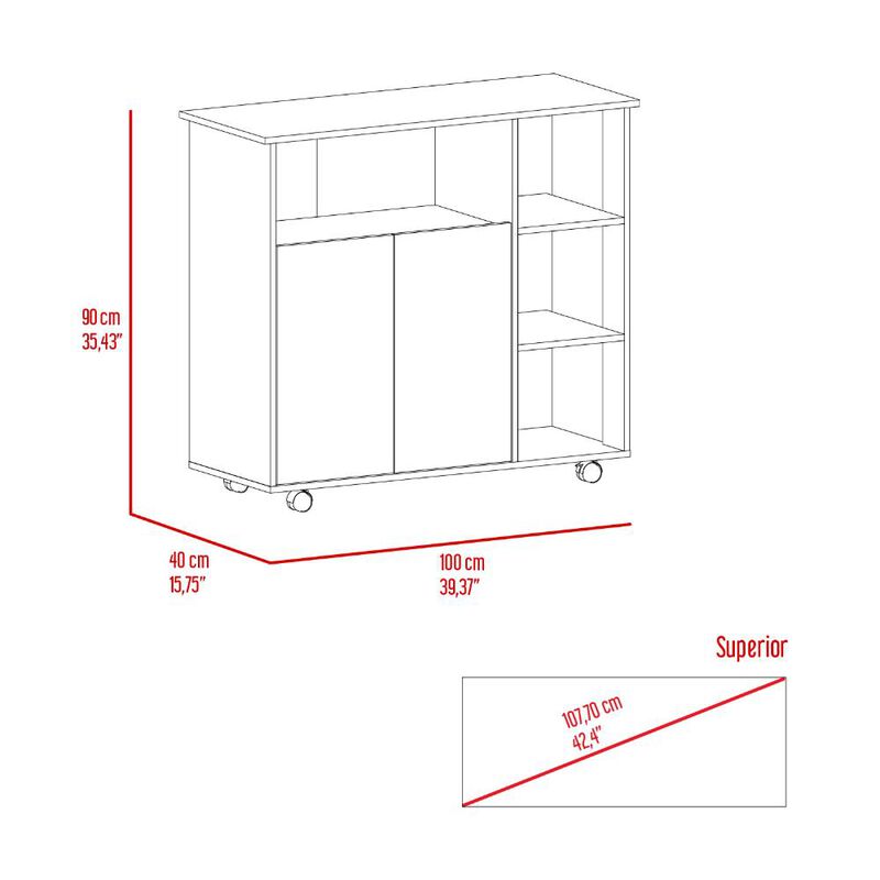 Mesa Auxiliar De Cocina Coralyn Blanco Y Caf&eacute; C... image number null