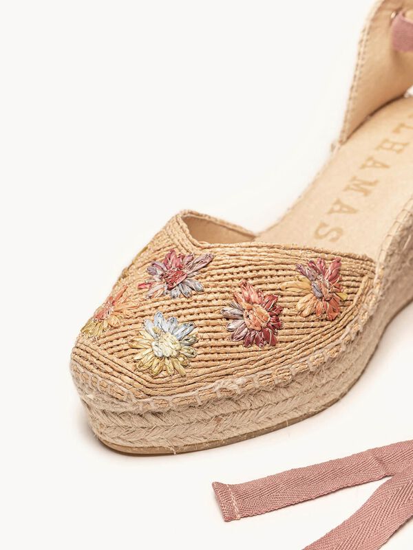 Alpargata Romero Cuña Media Plataforma Rafia Fl... image number null