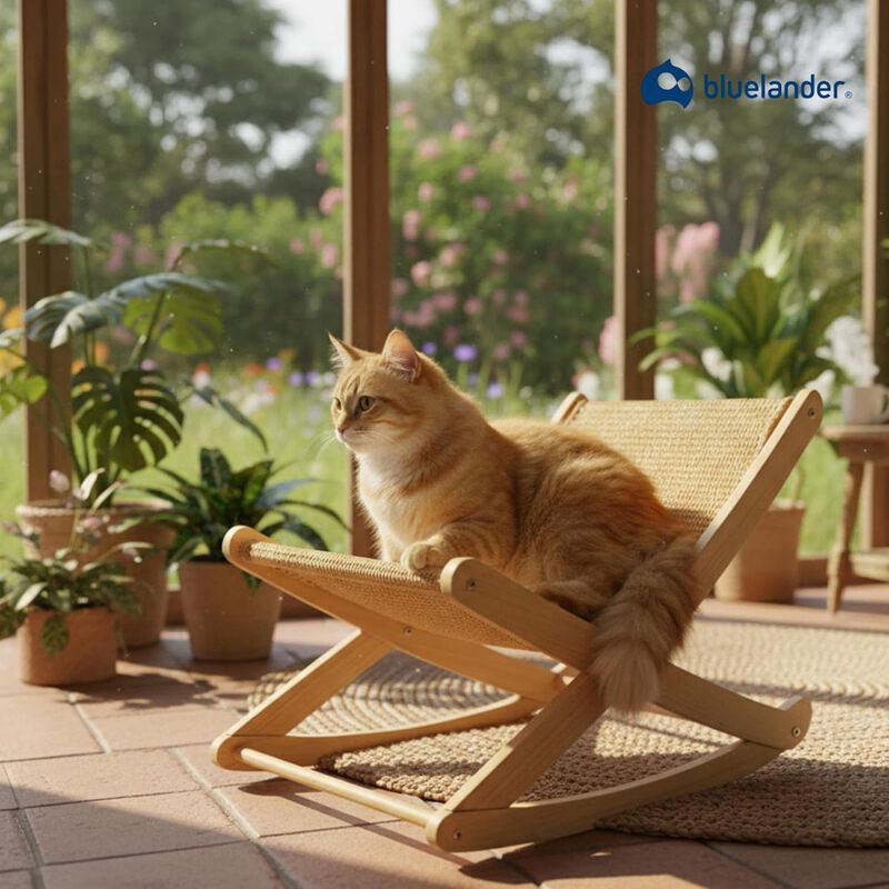 Bluelander Mecedora para Gato de Madera con Ras... image number null