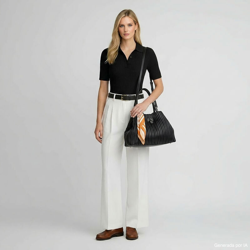 Bolsa Tote Grande Look Blisado Color Negro image number null