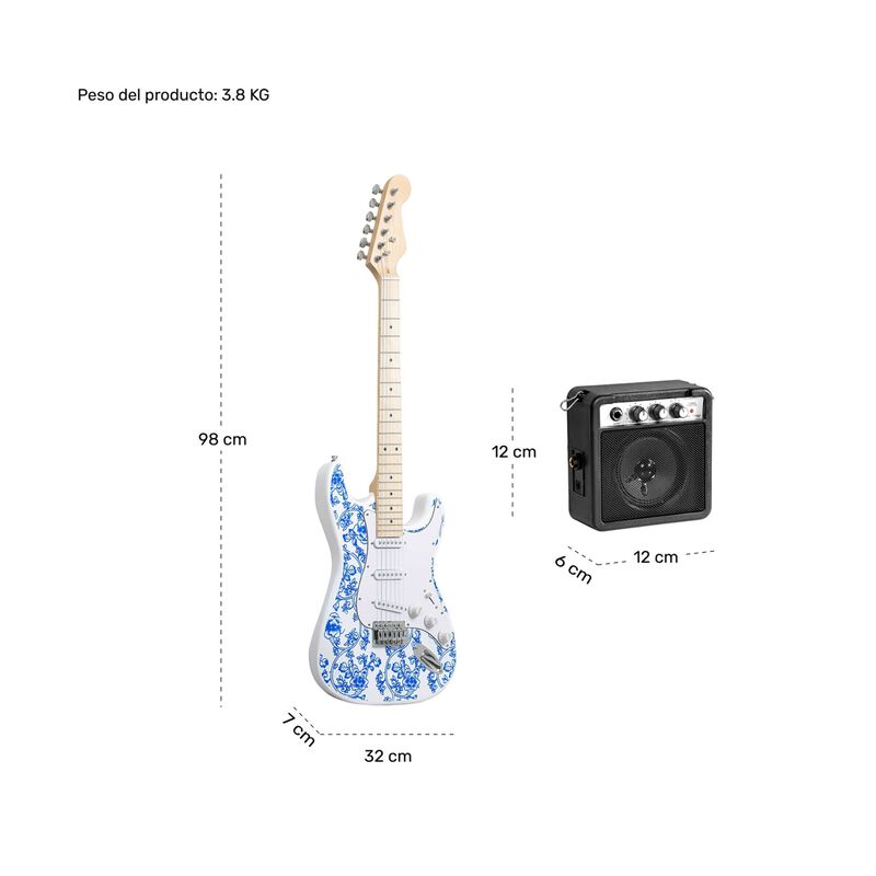 Guitarra El&eacute;ctrica Accesorios Blanco + Amplific... image number null