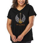 Camiseta De Talla Grande Cuello En V Word Art Para Mujer - Letra de Free Bird- Negro