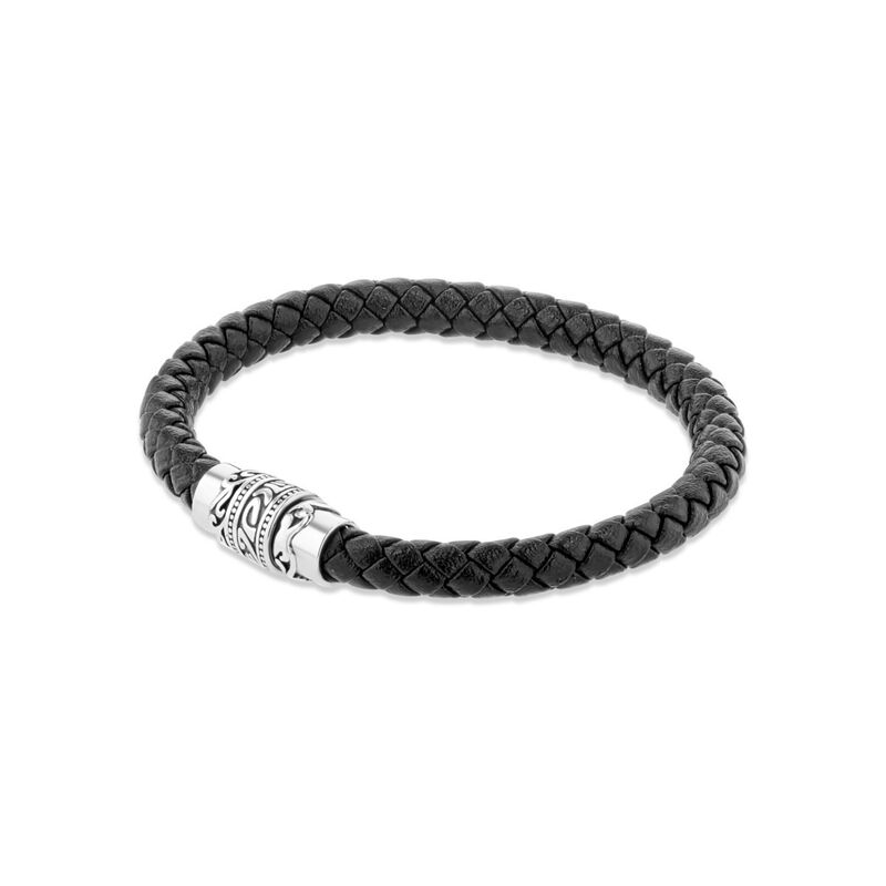 Pulsera De Acero Y Piel Para Caballero image number null