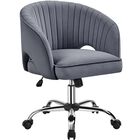 Silla De Oficina Yaheetech De Terciopelo Con Respaldo Envolvente Giratoria Gris