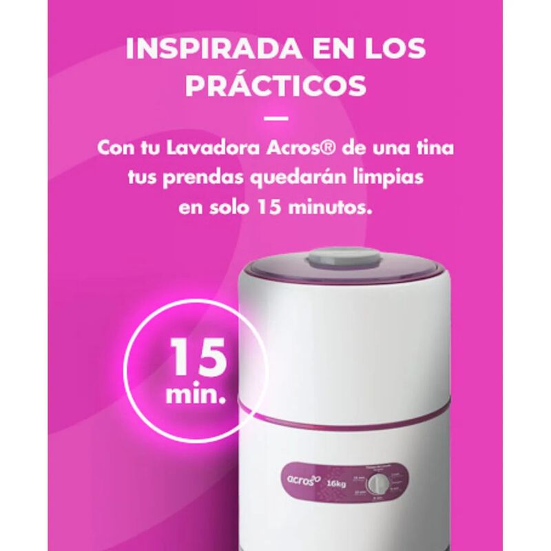 Lavadora Acros 16kg Una Tina Blanco/Morado image number null