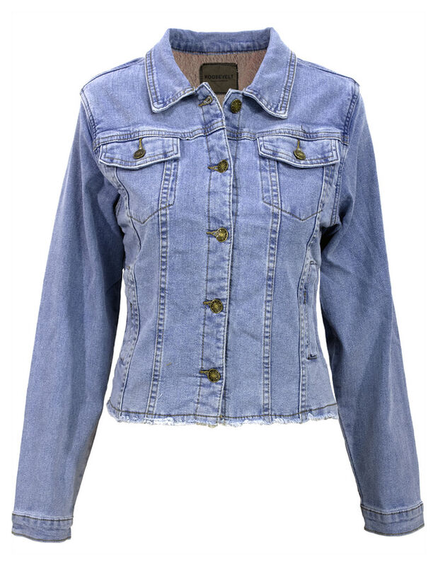 Chamarra De Mezclilla Mujer Cuello Afelpado Pre... image number null