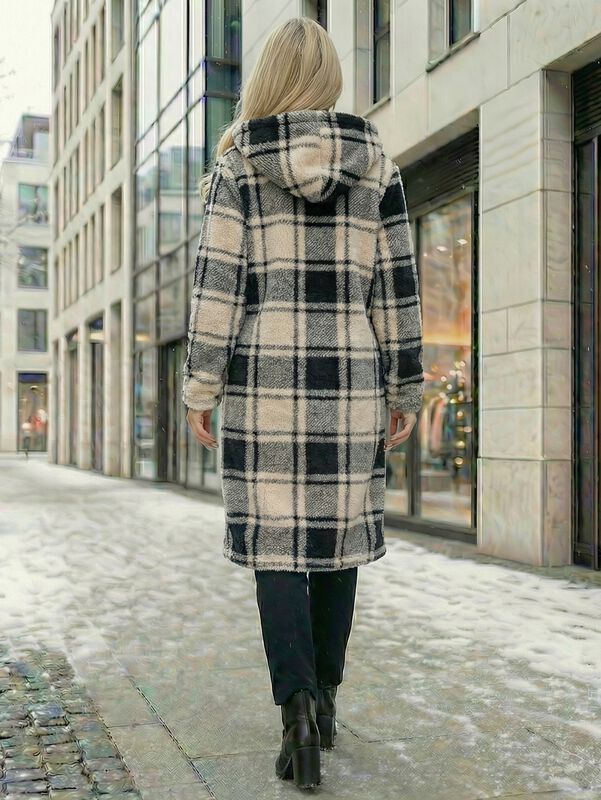 Abrigo C&aacute;rdigan Largo para Mujer Tipo Peluche C... image number null