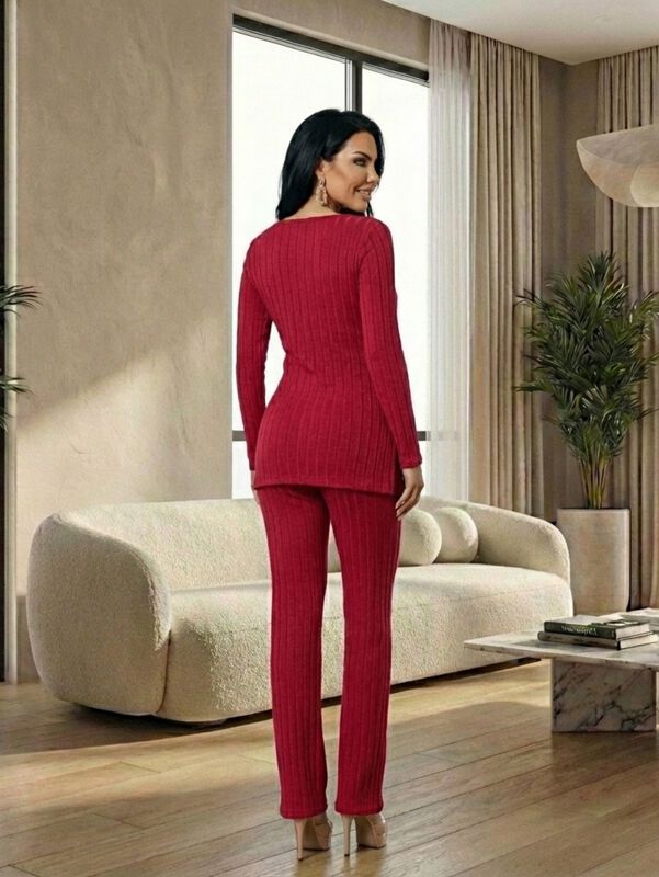 Conjunto 2 Piezas Blusa Manga Larga Y Pantal&oacute;n ... image number null