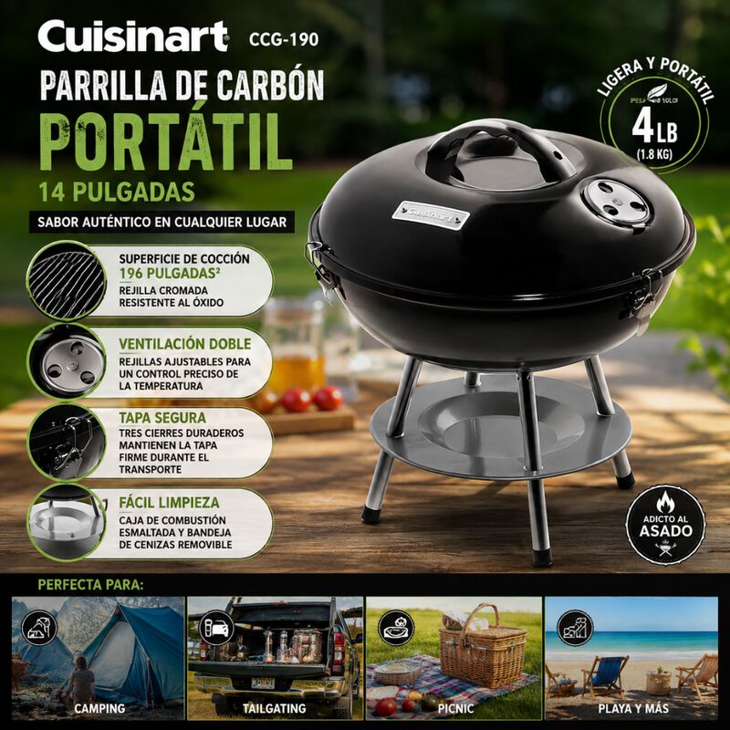 Asador Cuisinart Parrilla De Carb&oacute;n Port&aacute;til Pa... image number null
