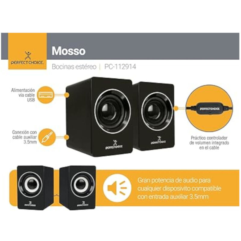 Bocinas Perfect Choice Mosso Usb Estéreo 3.5 mm... image number null