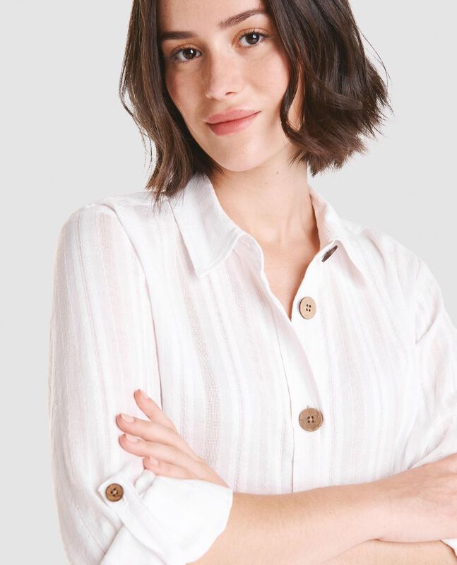 Vestido Blanco Abierto con Botones Blanco image number null