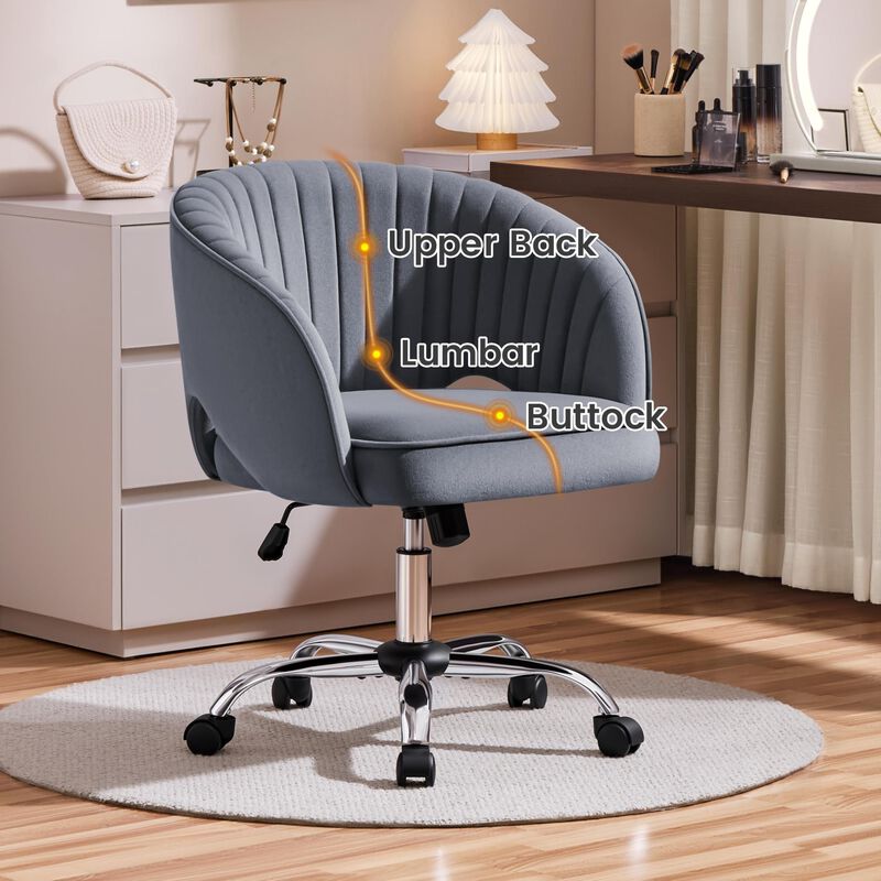 Silla De Oficina Yaheetech De Terciopelo Con Re... image number null