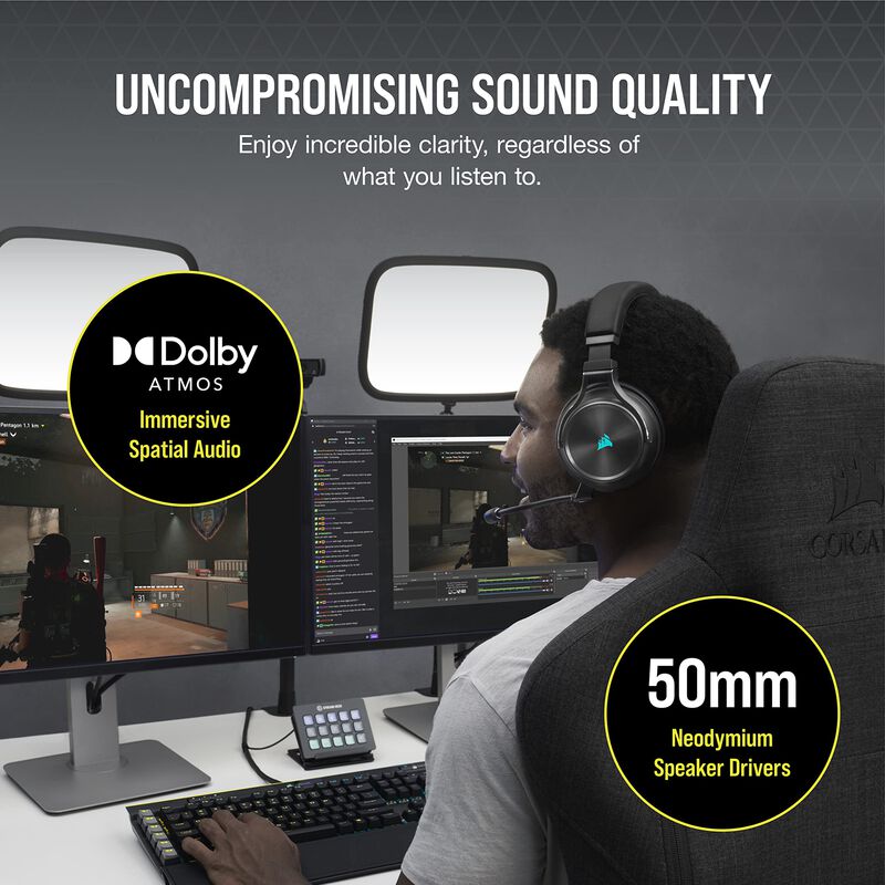Auriculares Corsair Virtuoso RGB Wireless XT Bl... image number null