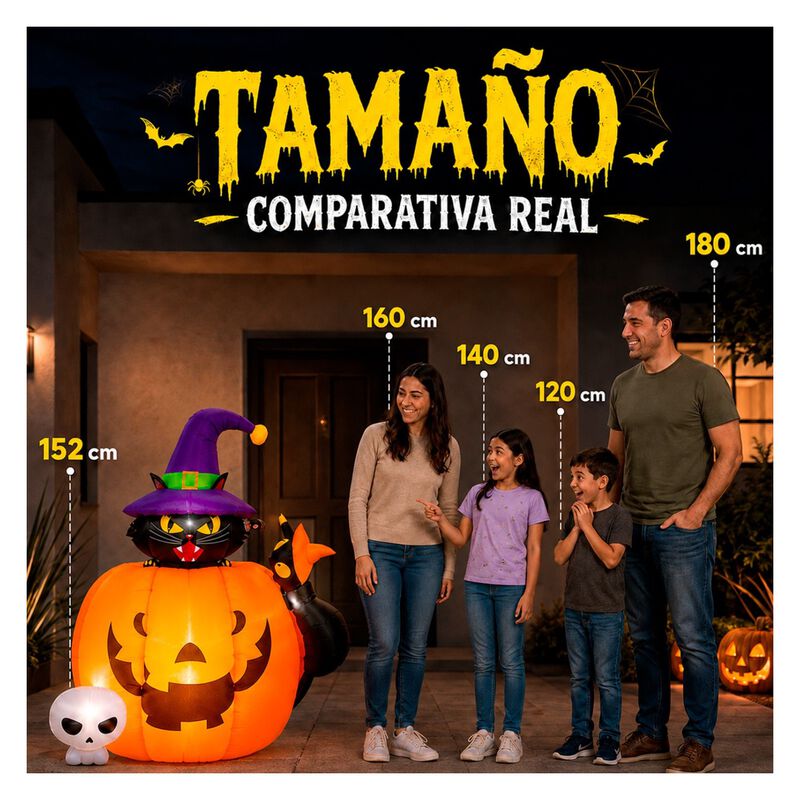 Inflable Halloween Calabaza Gato Negro Brujo 1.... image number null