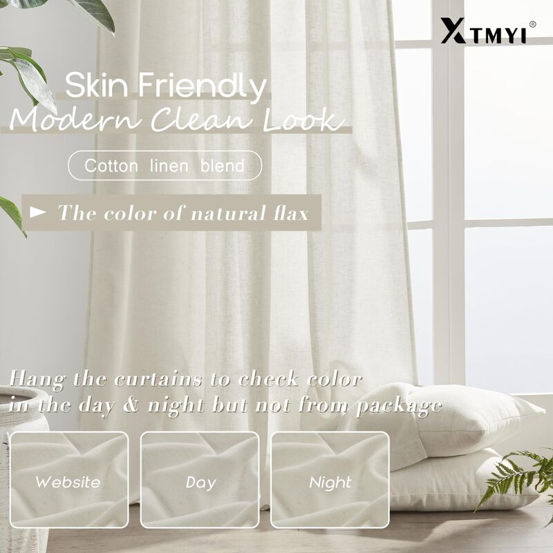 Cortinas Xtmyi De Lino Transparente Para Ventan... image number null