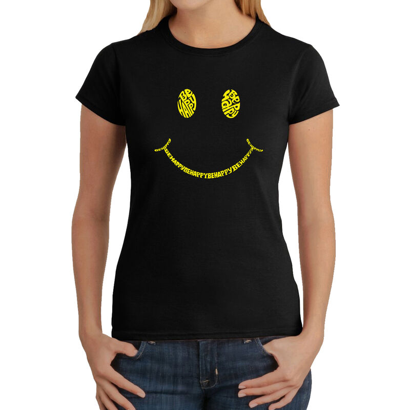 Camiseta Word Art Para Mujer - Be Happy Smiley ... image number null
