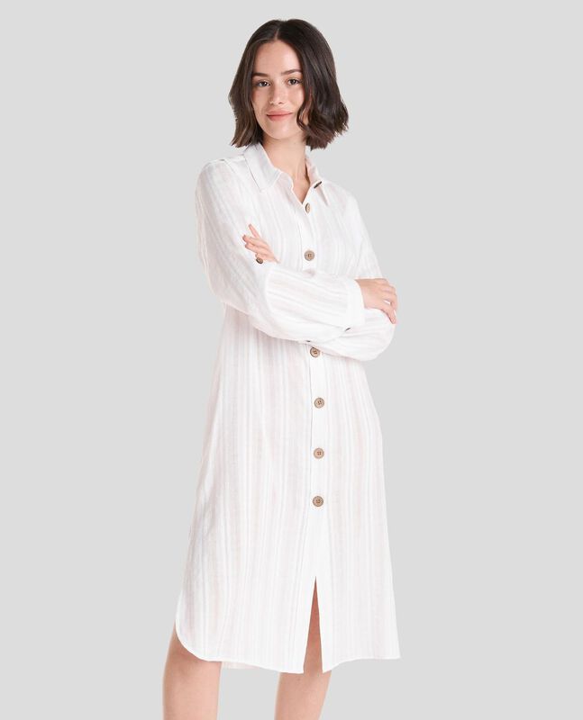 Vestido Blanco Abierto con Botones Blanco image number null