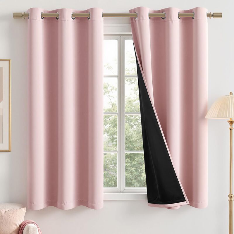 Cortinas Miulee Rosa Claro 100% Opacas 102x160 ... image number null