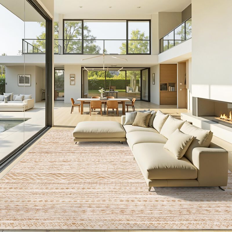 Alfombra Miukiki 244 x 152 cm Lavable Beige Ant... image number null