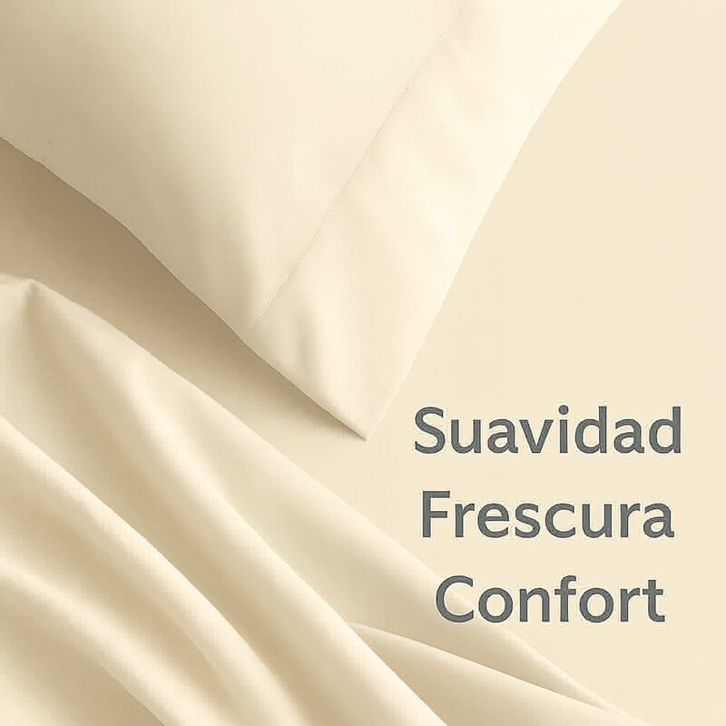 Juego de S&aacute;banas Tacto Algod&oacute;n Suaves y Durader... image number null