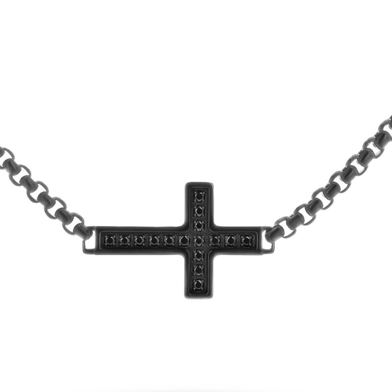 Gargantilla Con Cruz De Acero Con Zirconias En ... image number null