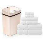 Bote De Basura Autom&aacute;tico Touchless 12L Marfil Con Sensor + 6 Toallas Blancas De Regalo Kyuden Home