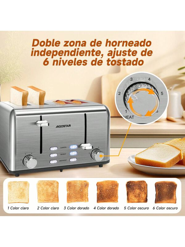Tostadora Acero Inoxidable 4 Rebanadas 1750w Pl... image number null