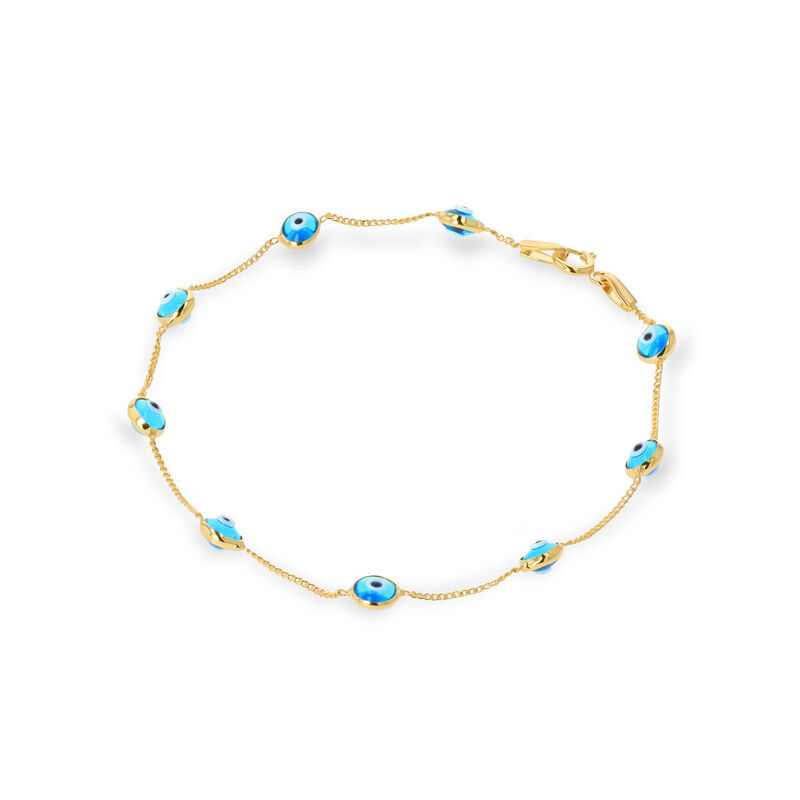Pulsera Oro Amarillo 14k Ojo Turco Azul 18.5cm ... image number null