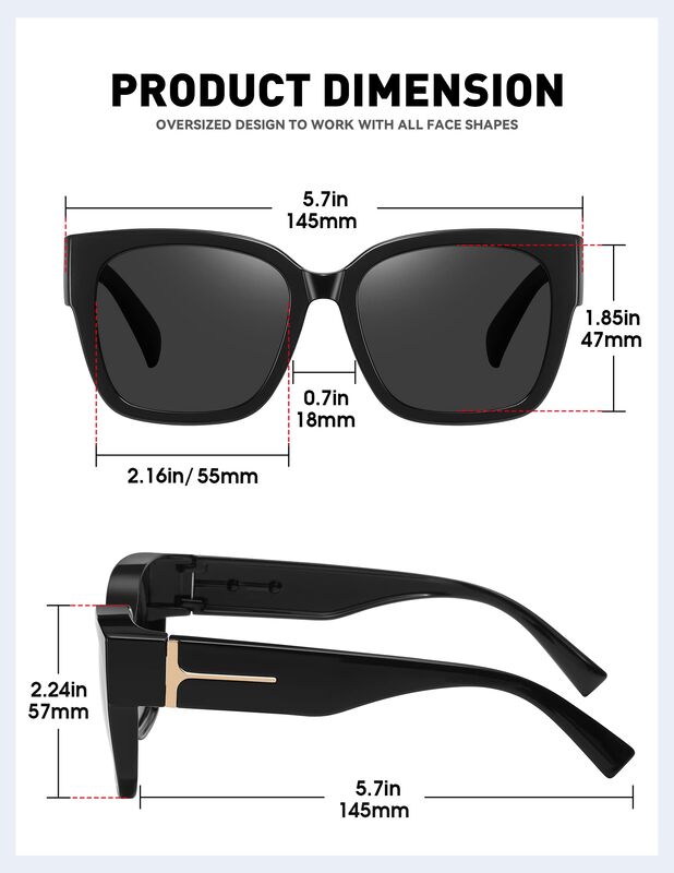 Gafas De Sol Fit Over Glasses Meetsun, Grandes,... image number null