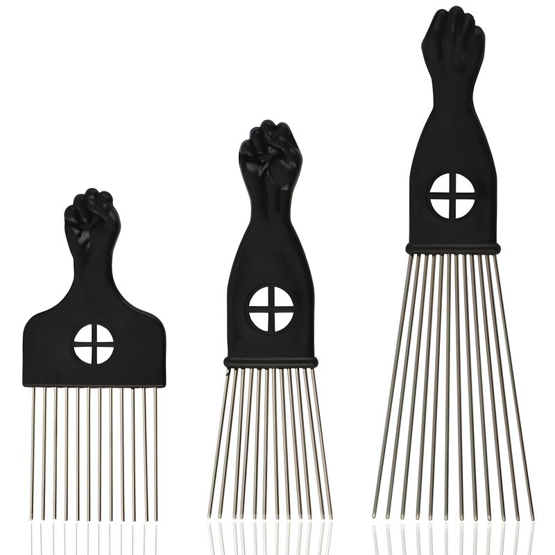 Juego De 3 Piezas Peine Afro De Acero Inoxidabl... image number null