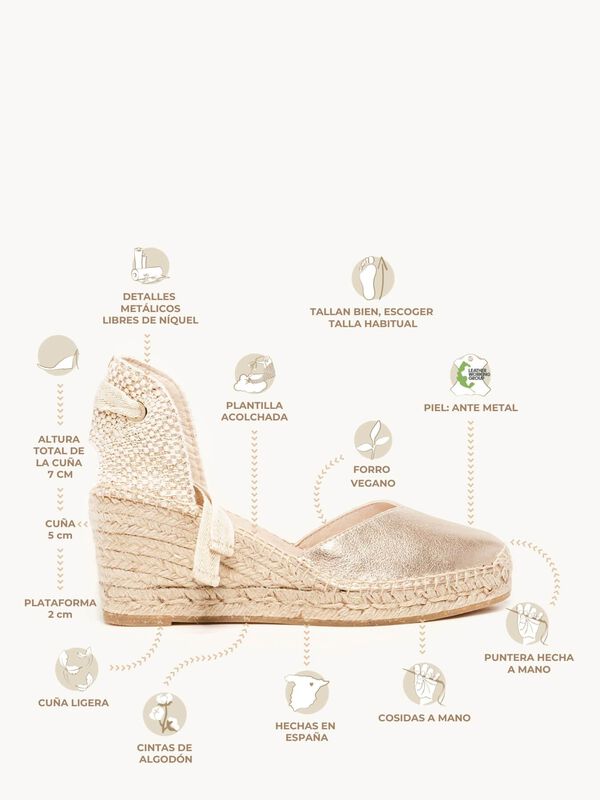 Alpargata Romero Cu&ntilde;a Media Ante Metal Oro image number null
