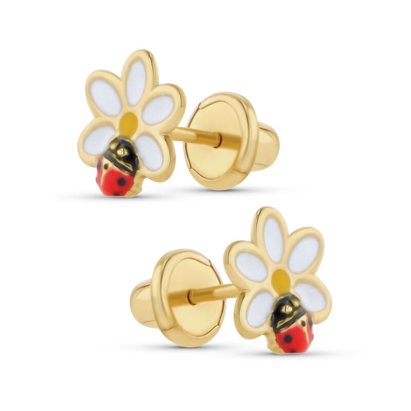 Broqueles De Flor En Oro Amarillo 10K Con Mariq... image number null