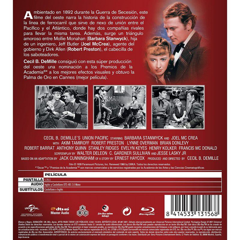 Uni&oacute;n Pac&iacute;fico [blu-ray] (1939) Union Pacific image number null