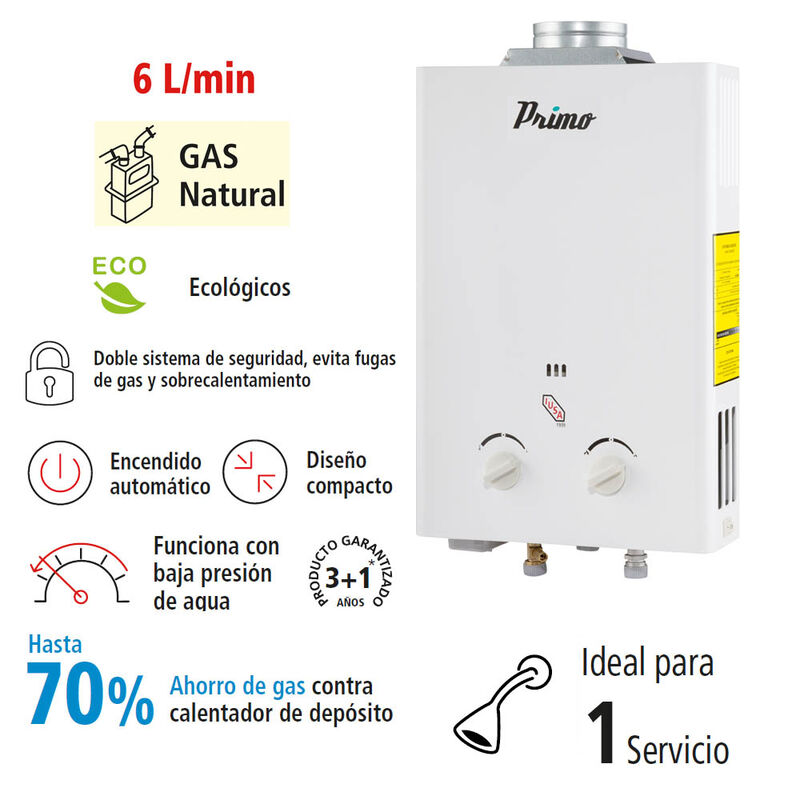 Calentador Instant&aacute;neo Primo 6 L para Gas Natur... image number null