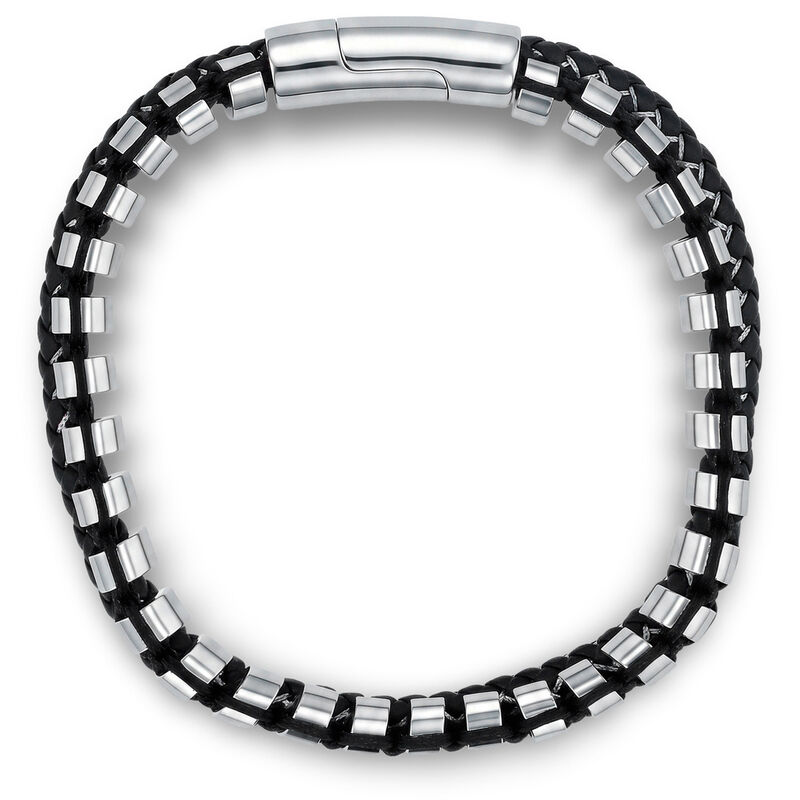 Pulsera De Acero Y Piel En Color Negro Para Cab... image number null