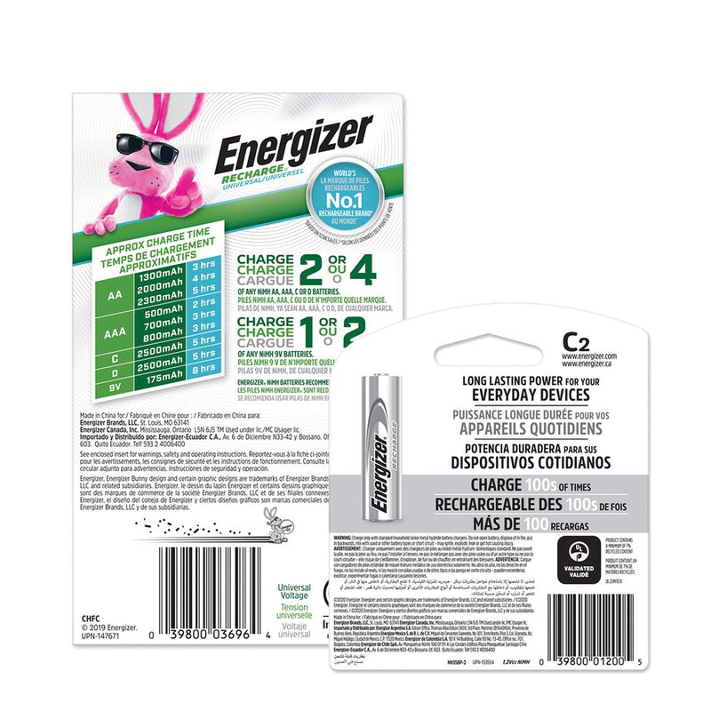 Cargador Universal Pilas Energizer + 2 Pilas Re... image number null
