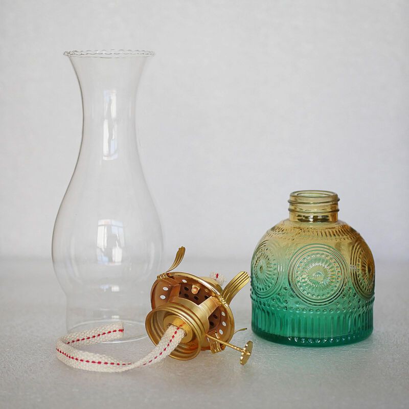 L&aacute;mpara De Aceite Syoenk 27 cm Verde Dorado - J... image number null