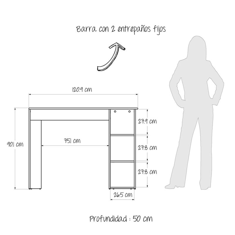 Barra  Desayunador DAN con Repisas Abiertas, Or... image number null
