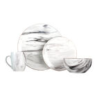 Vajilla Mala Set Individual &ndash; Cer&aacute;mica Blanco/Gris 4 Piezas