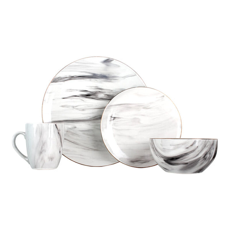 Vajilla Mala Set Individual &ndash; Cer&aacute;mica Blanco/G... image number null