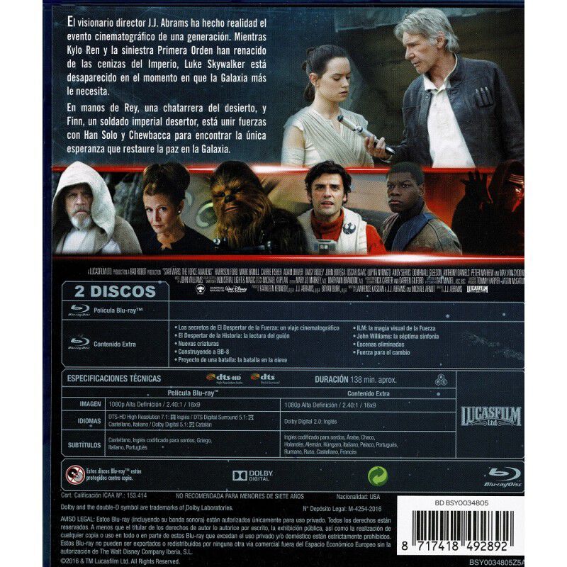Star Wars: El despertar de la Fuerza [Blu-ray] image number null