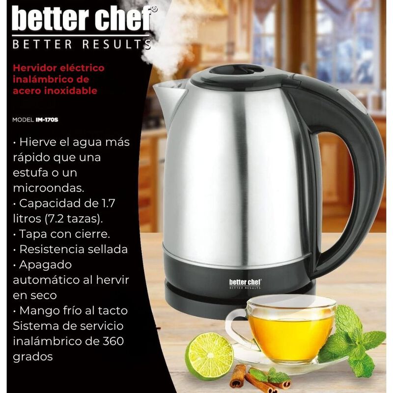 Tetera El&eacute;ctrica Better Chef Acero Inoxidable 1... image number null